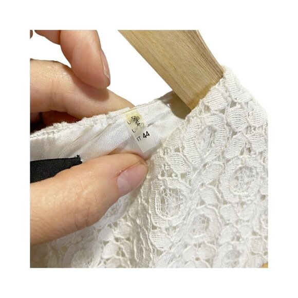 Tahari Cream Lace Sleeveless Mini Dress US8 Zip Back A-line Lined Classic - Picture 4 of 5